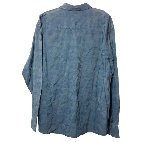 Ariat Rackard Retro Fit Shirt Mens XXL Dress Blues Camo Western Pearl Snap - Picture 4 of 7